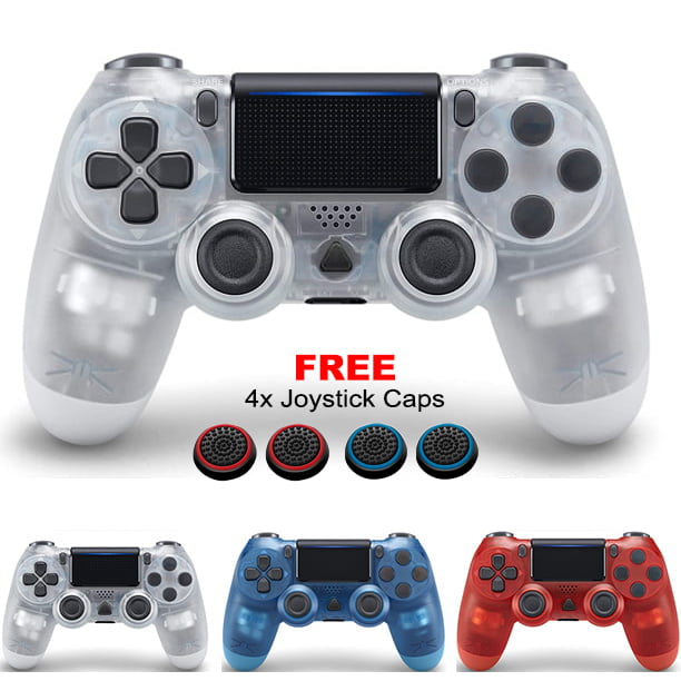 PS4 Wireless Controller with Dual Vibration/Speaker/Gyro/Audio Jack Remote Console Gamepad for PS4/Slim/Pro Playstation 4 (Transparent White)
