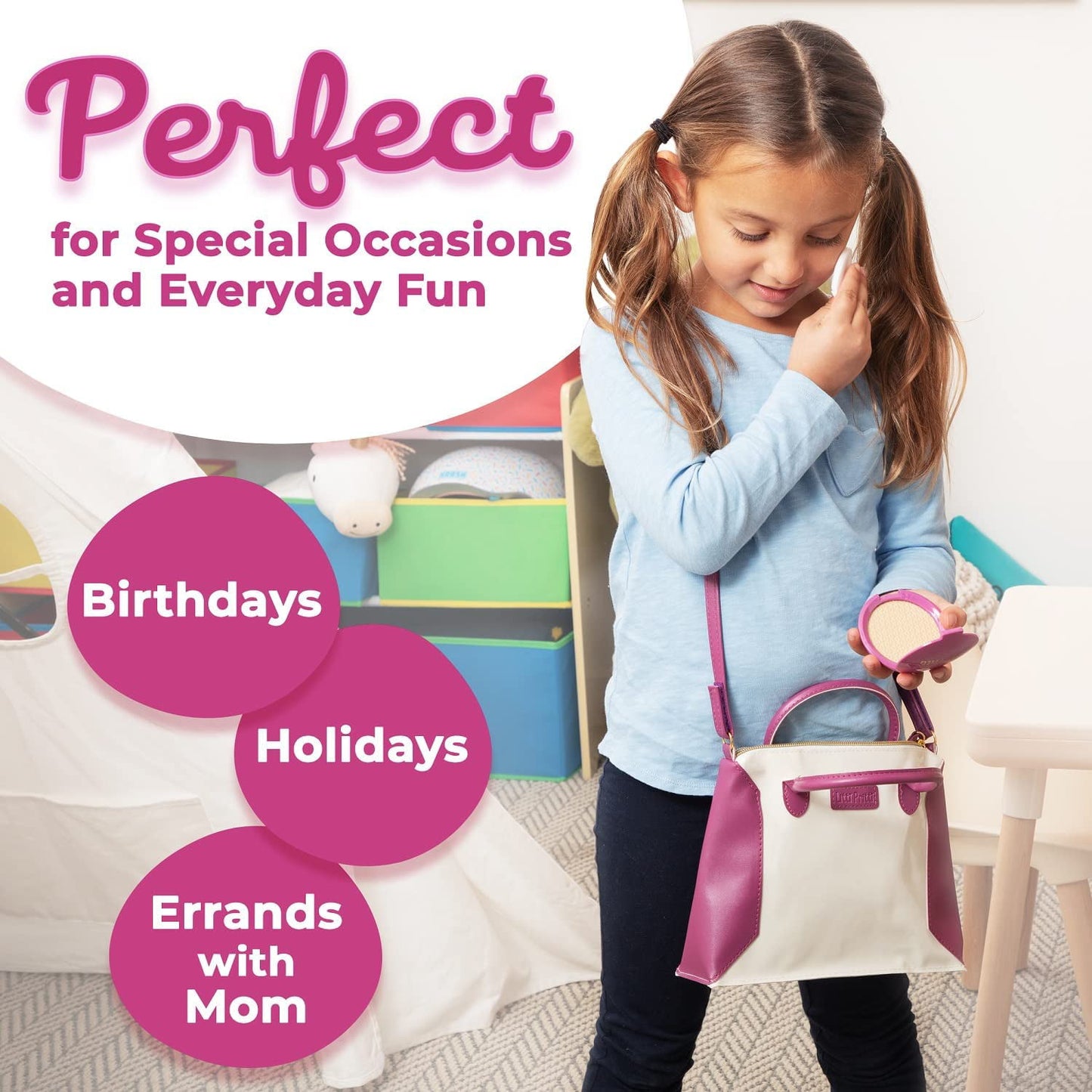 Princess Pretend Toys for Girls 3-6 Years Play Purse for Little Girls Toddler Purse with Accessories Kids Purse Toy for 3 4 5 6 7 8 Year Old Girls Great Gifts