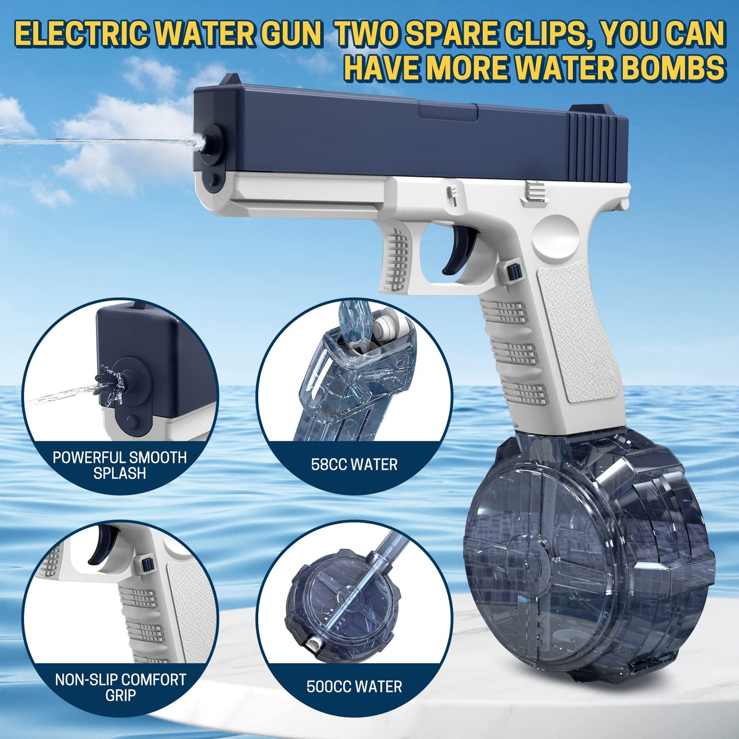 Electric Water Gun, Water Blaster Toys for Kids High Capacity Squirt Guns Up to 32 FT Range Strongest Swimming Pool Beach Outdoor