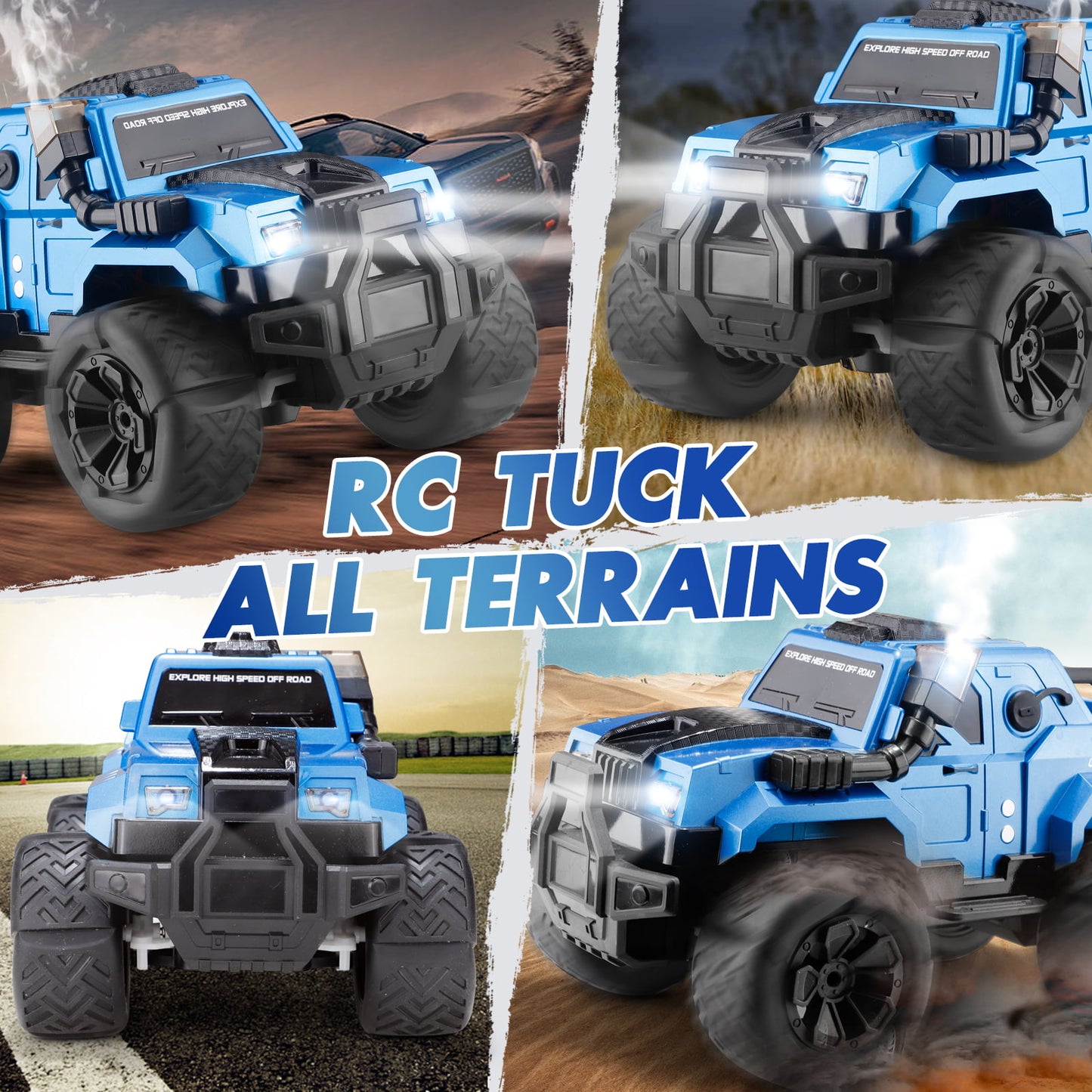 NETNEW Remote Control Truck, RC Car with Spray, Snorkel and LED Lights, 60+ Mins Playtime, Off Road SUV, All Terrain Rock Crawler, Toy Vehicle for Boys Girls and Adults