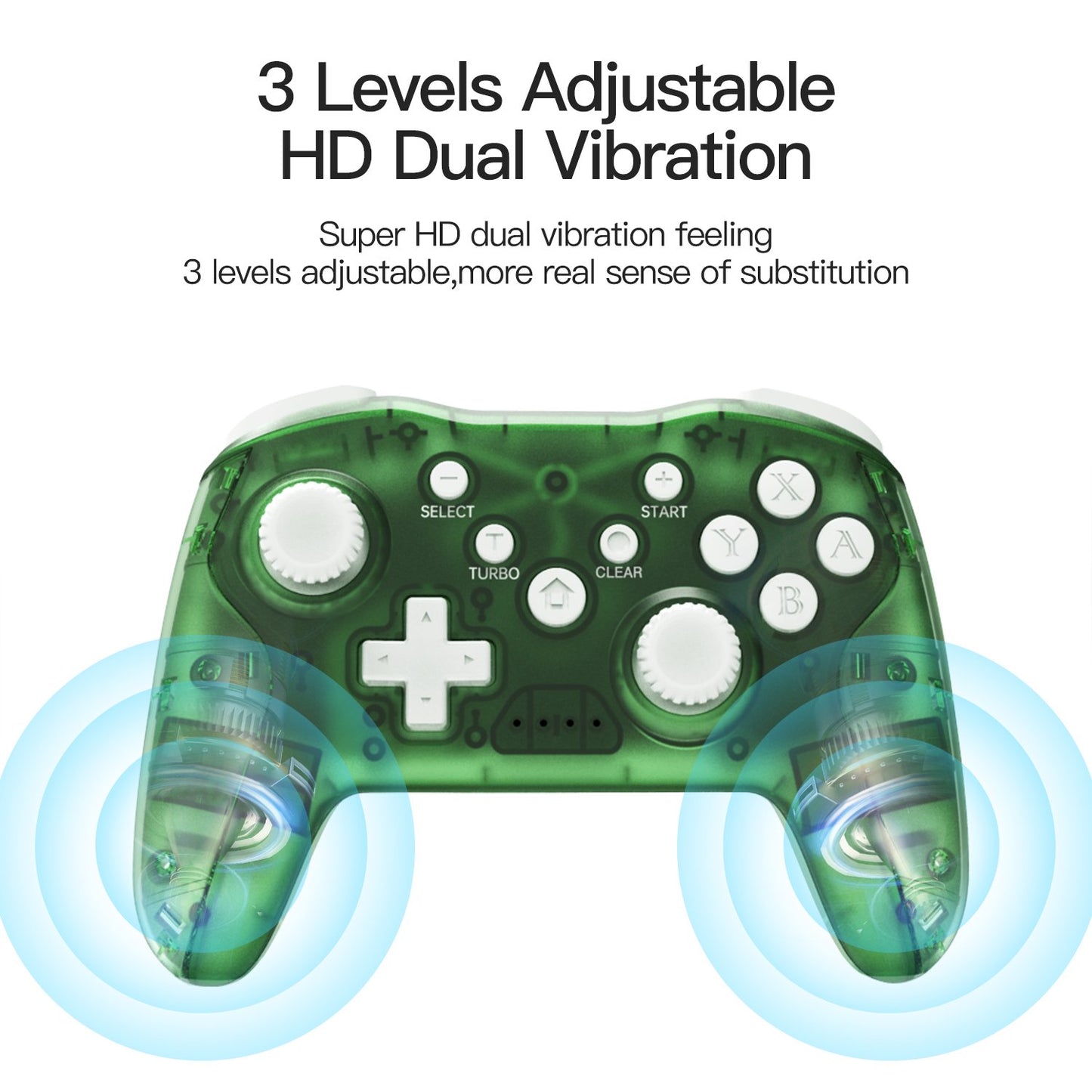 NETNEW Wireless Game Controller for Nintendo Switch Pro Transparent Crystal Green