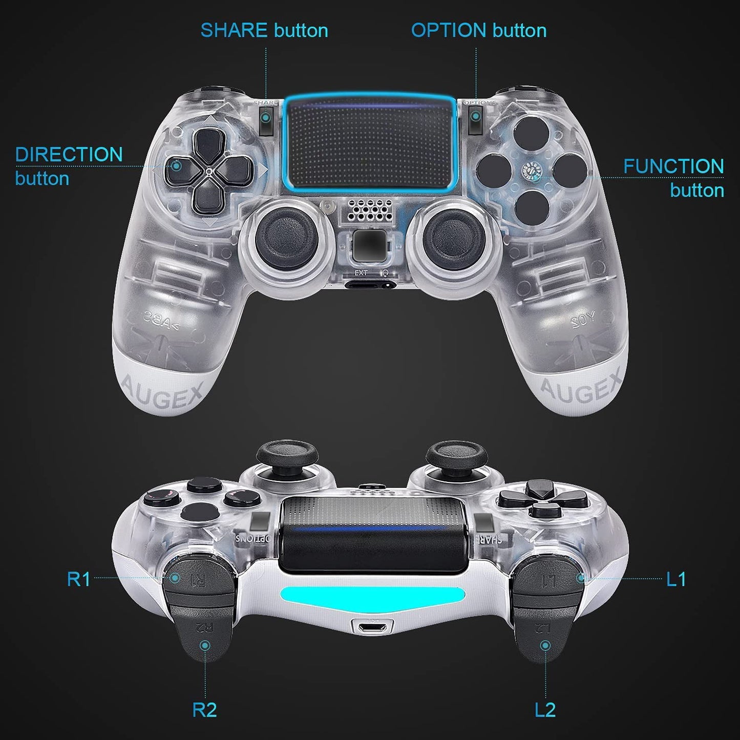 Wireless Controller Dual Vibration Game Joystick Controller for PS4/Slim/Pro Console (Crystal White)