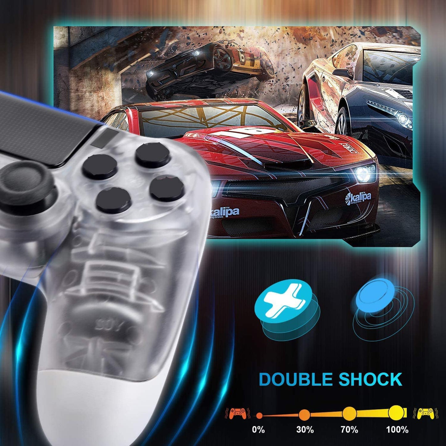 Wireless Controller Dual Vibration Game Joystick Controller for PS4/Slim/Pro Console (Crystal White)