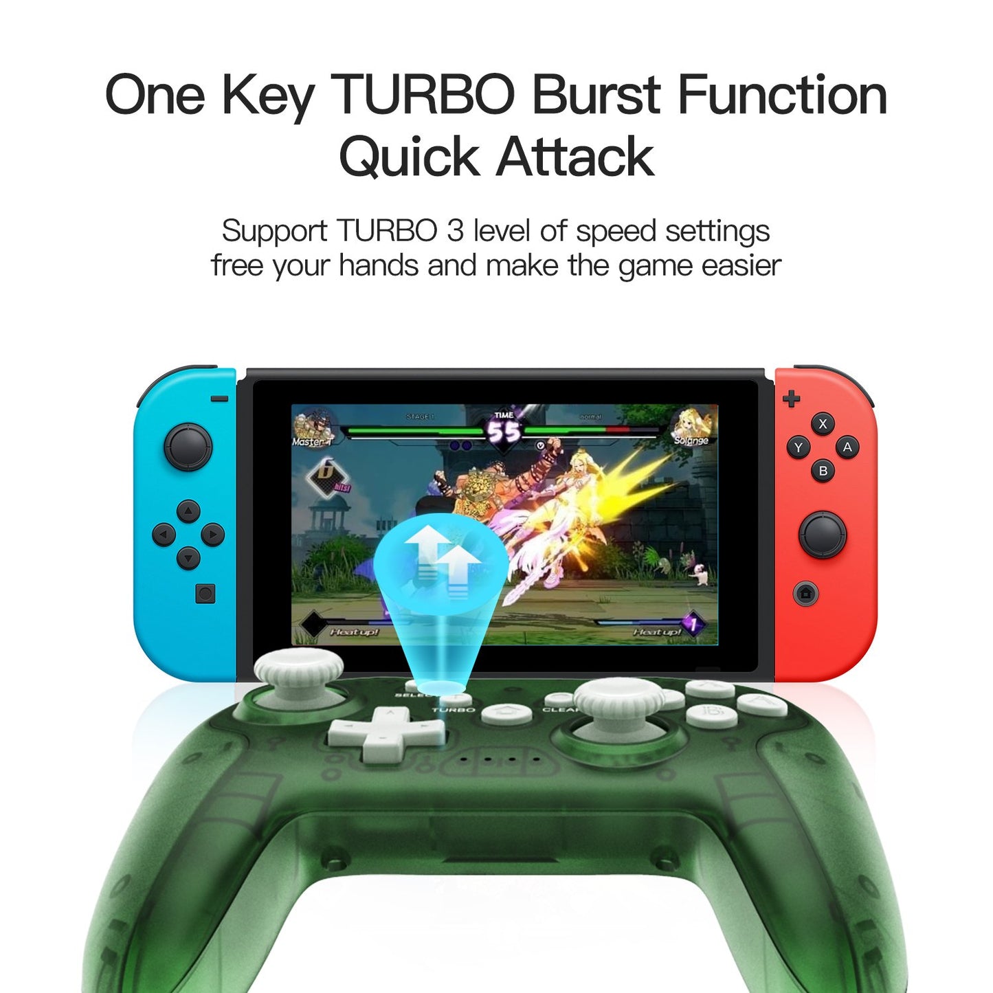 NETNEW Wireless Game Controller for Nintendo Switch Pro Transparent Crystal Green