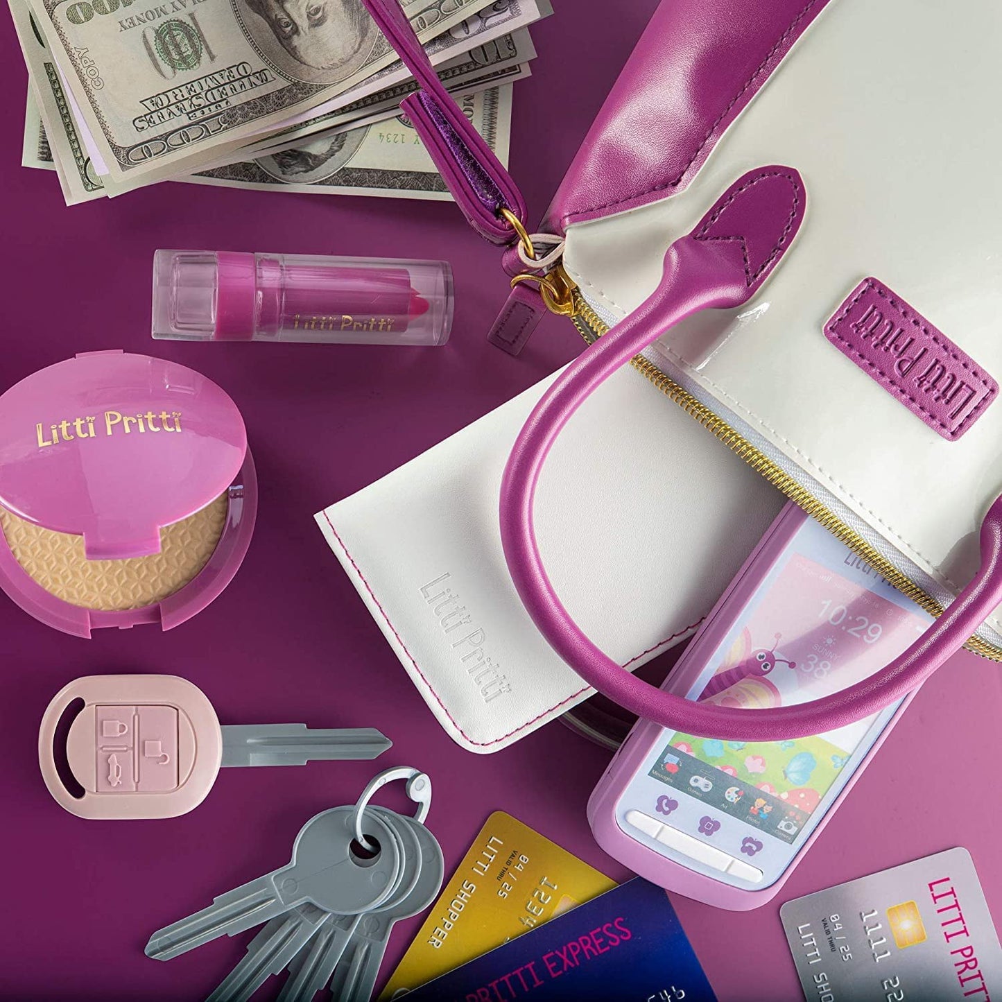Princess Pretend Toys for Girls 3-6 Years Play Purse for Little Girls Toddler Purse with Accessories Kids Purse Toy for 3 4 5 6 7 8 Year Old Girls Great Gifts