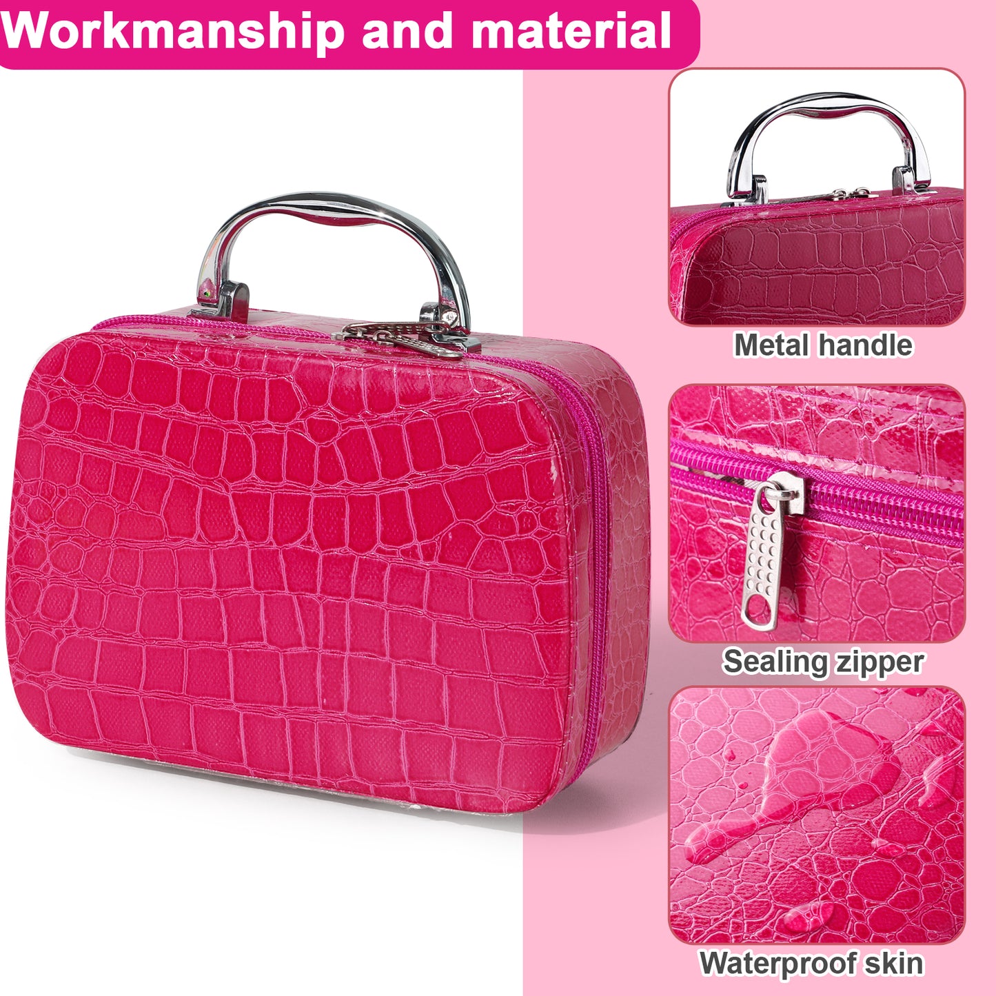 Pretend Makeup Kit for Girls, Kids Pretend Play Makeup Set - with Cosmetic Bag for Birthday Christmas, Toy Makeup Set for Toddler, Little Girls Age 3+(Not Real Makeup)
