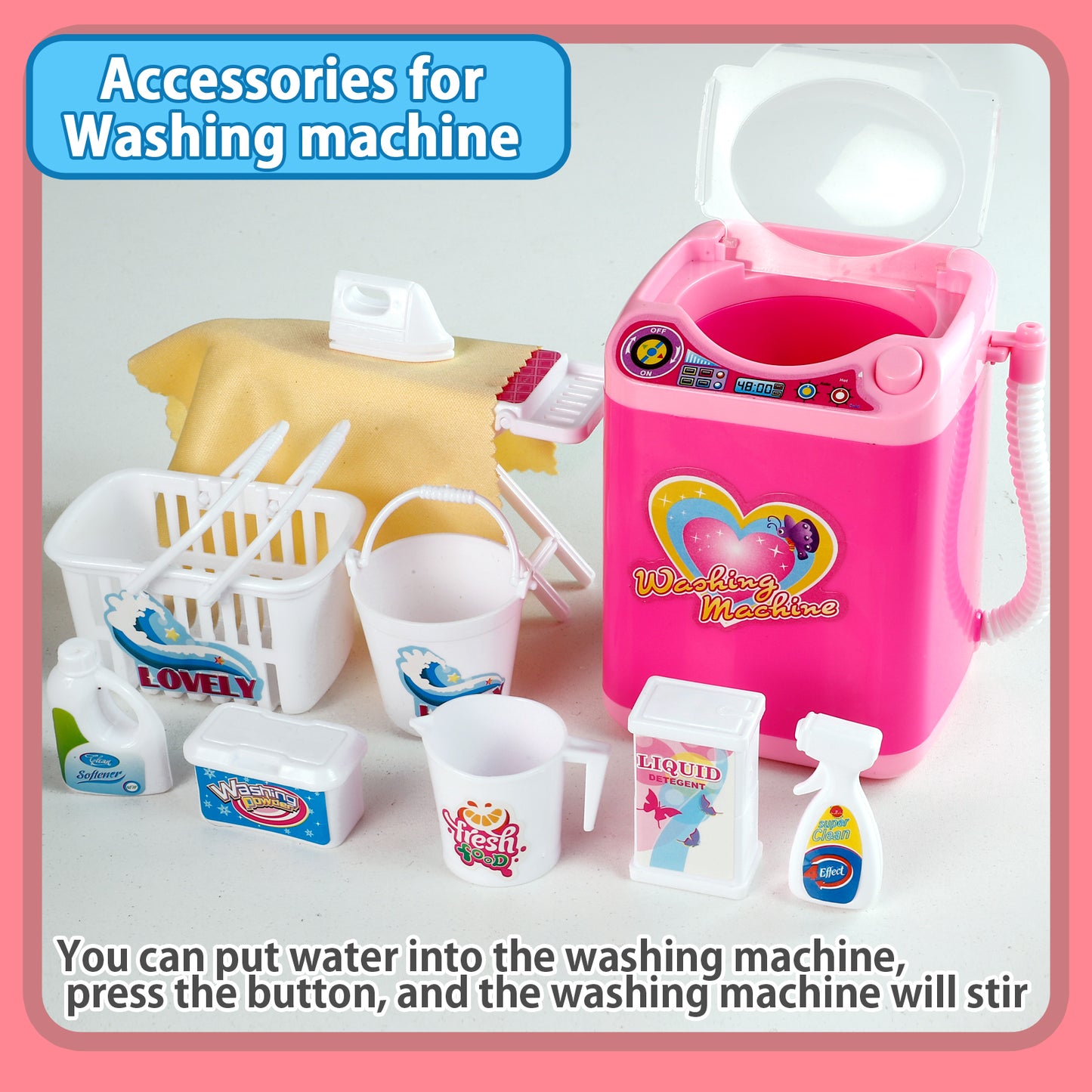 Kitchen Playset Toys for Girls Refrigerator Fridge Microwave Oven Washing machine Kids Playset with 25-Pcs Accessories Lights & Sounds