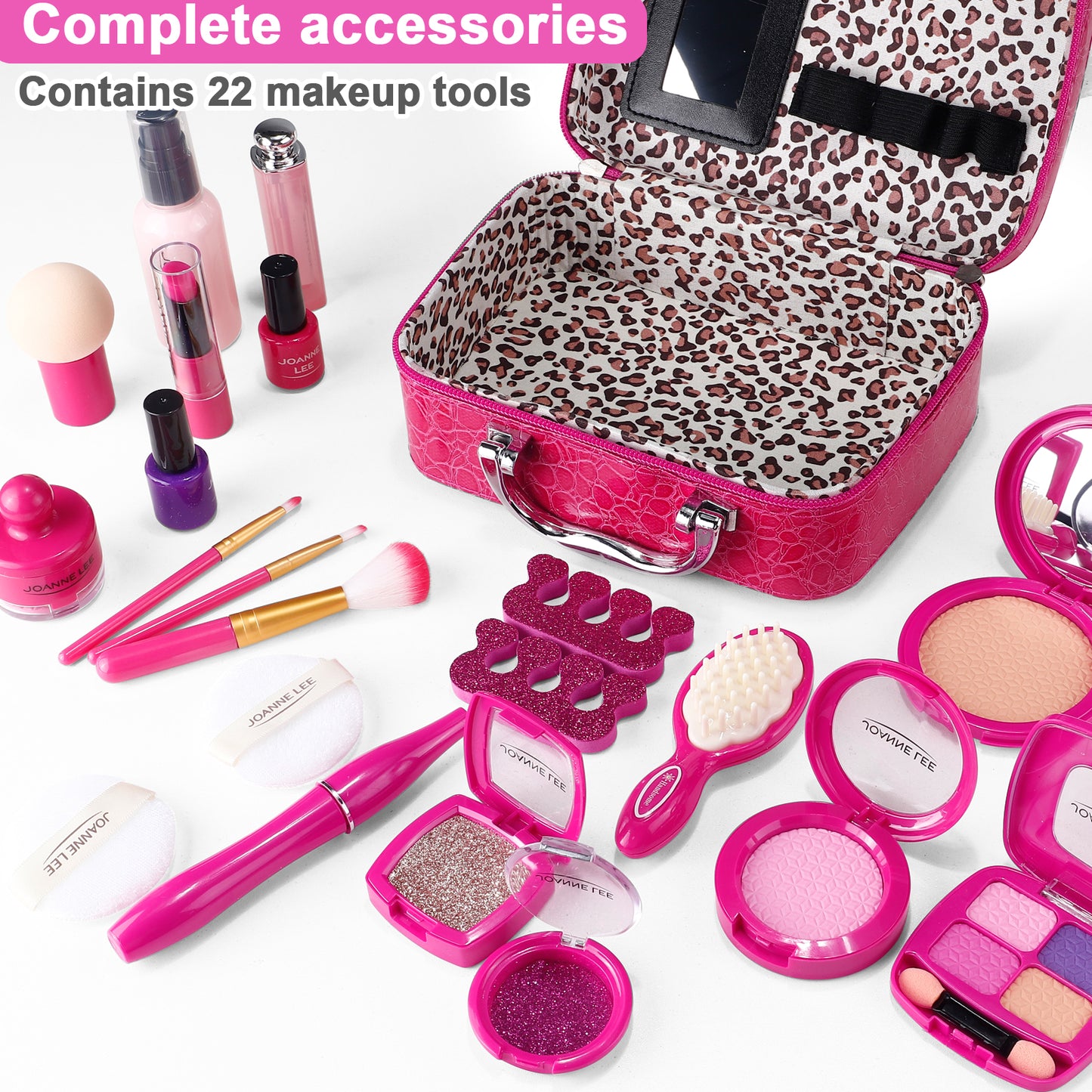 Pretend Makeup Kit for Girls, Kids Pretend Play Makeup Set - with Cosmetic Bag for Birthday Christmas, Toy Makeup Set for Toddler, Little Girls Age 3+(Not Real Makeup)