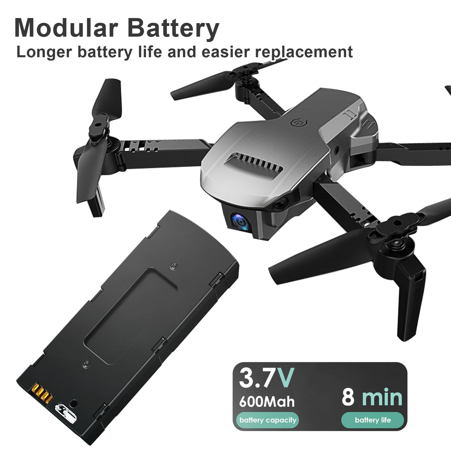 Drone with Dual 4K Camera 120°wide-Angle WiFi Quadcopter ( 3 x Batteries ) Gravity Sensor Voice Control Gesture Control Altitude Hold Auto Hover Trajectory Flight Flip RTF
