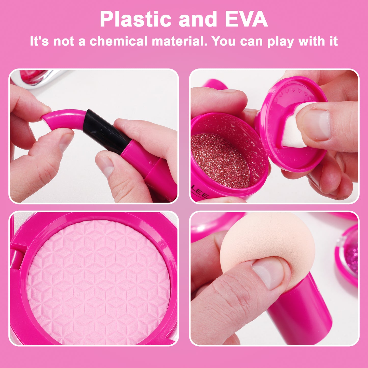 Pretend Makeup Kit for Girls, Kids Pretend Play Makeup Set - with Cosmetic Bag for Birthday Christmas, Toy Makeup Set for Toddler, Little Girls Age 3+(Not Real Makeup)