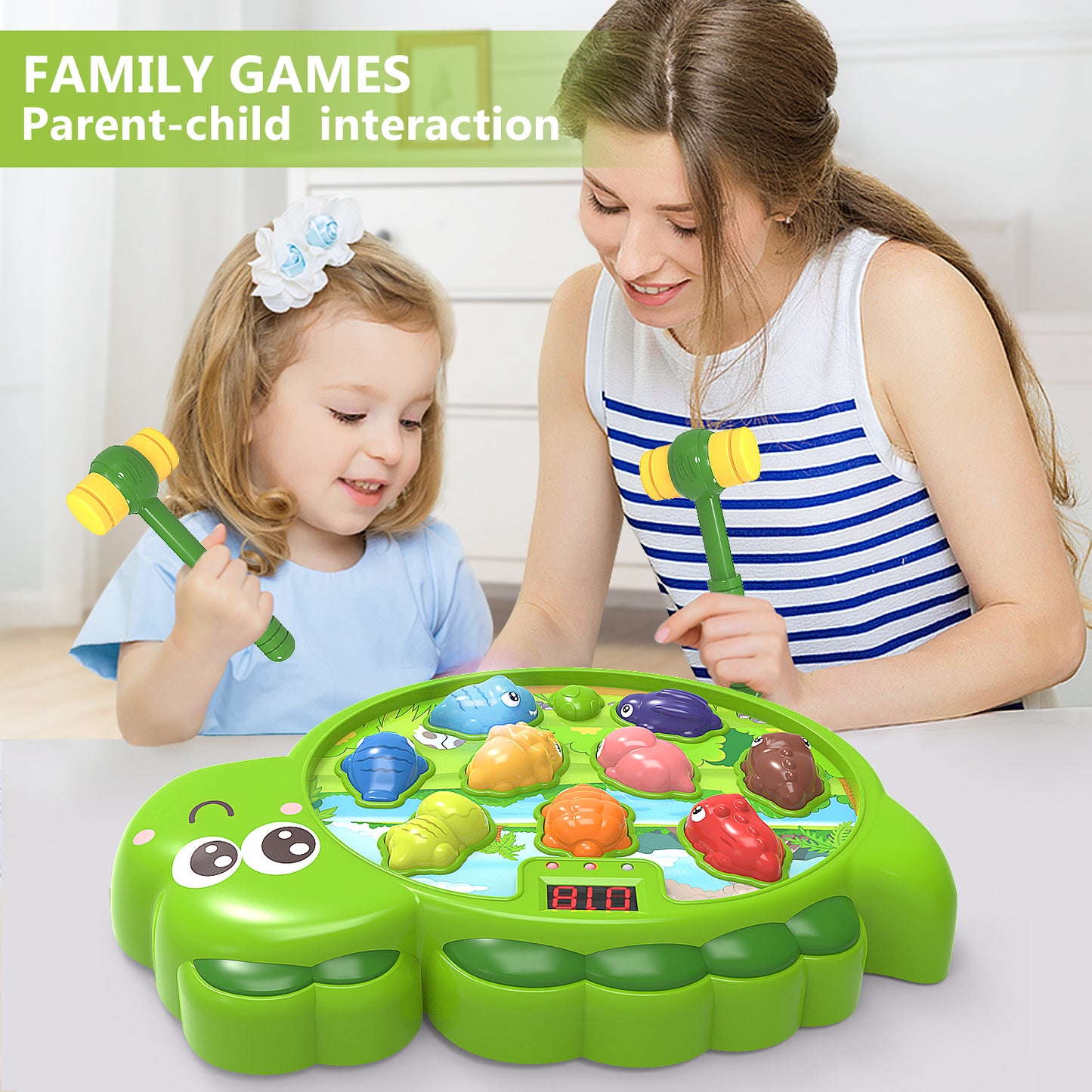 Kids Dinosaur Toys for Boys Girls 3-6 Years Whack A Mole Interactive Game Preschool Educational Toddlers Learning Blippi Game Birthday Christmas Gifts