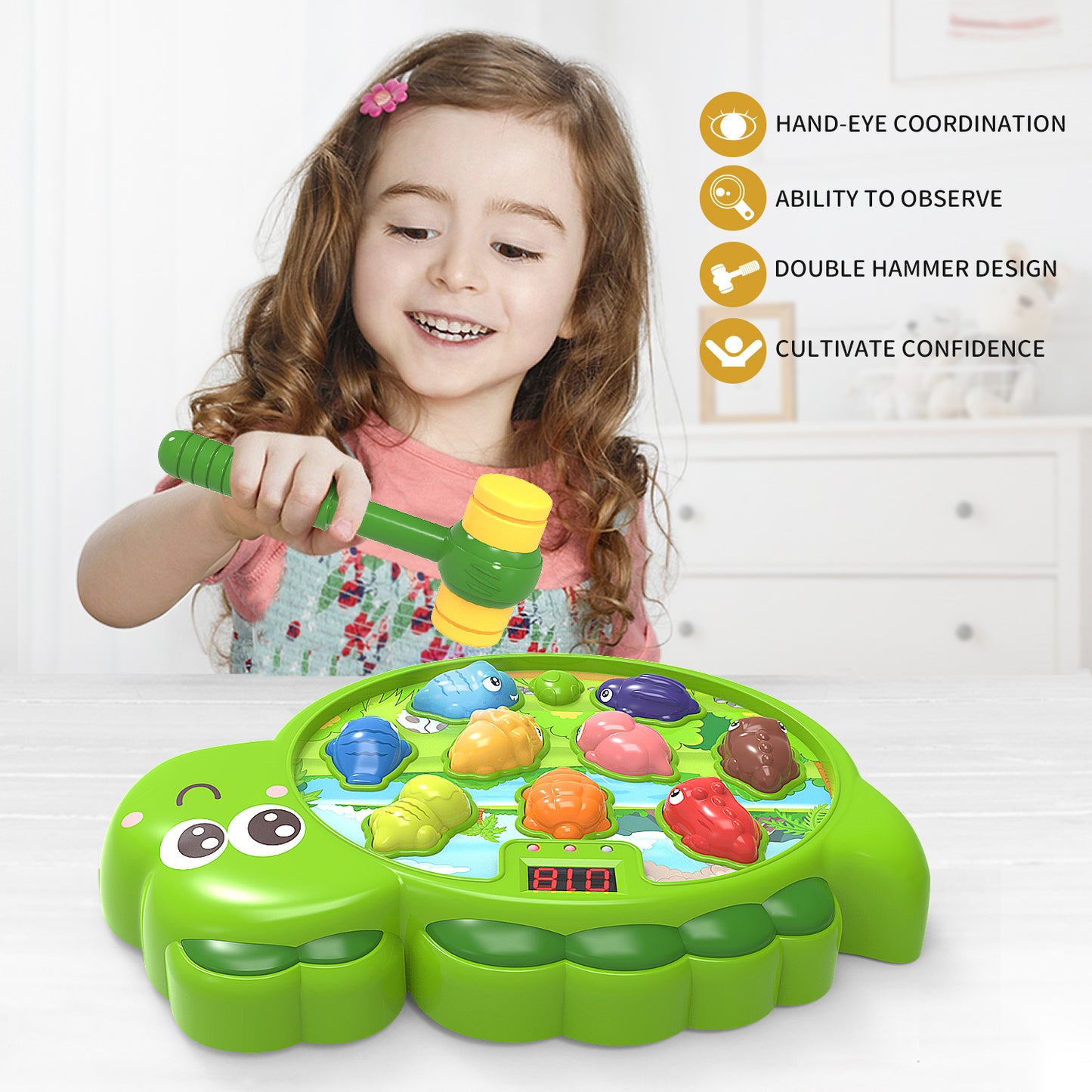 Kids Dinosaur Toys for Boys Girls 3-6 Years Whack A Mole Interactive Game Preschool Educational Toddlers Learning Blippi Game Birthday Christmas Gifts