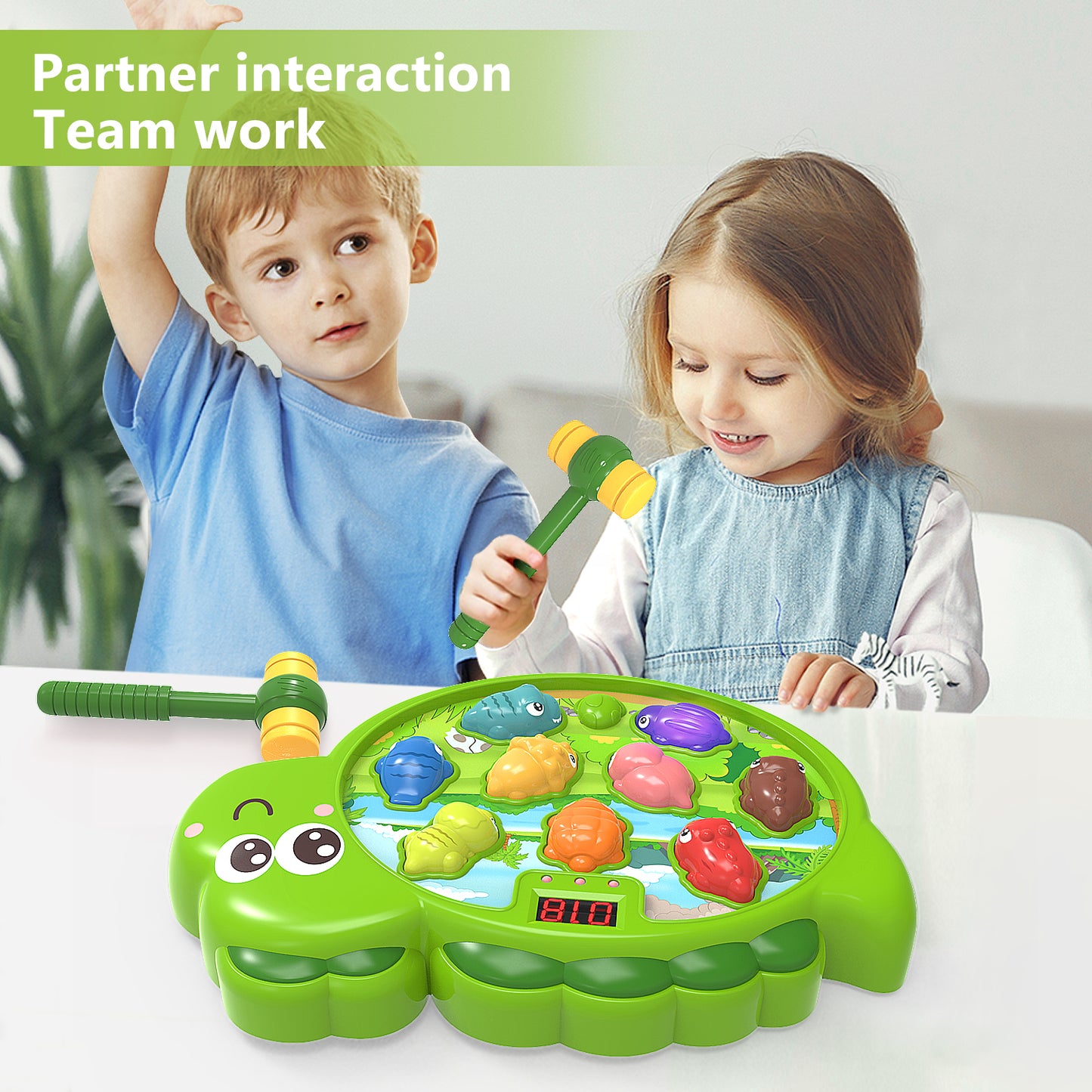 Kids Dinosaur Toys for Boys Girls 3-6 Years Whack A Mole Interactive Game Preschool Educational Toddlers Learning Blippi Game Birthday Christmas Gifts