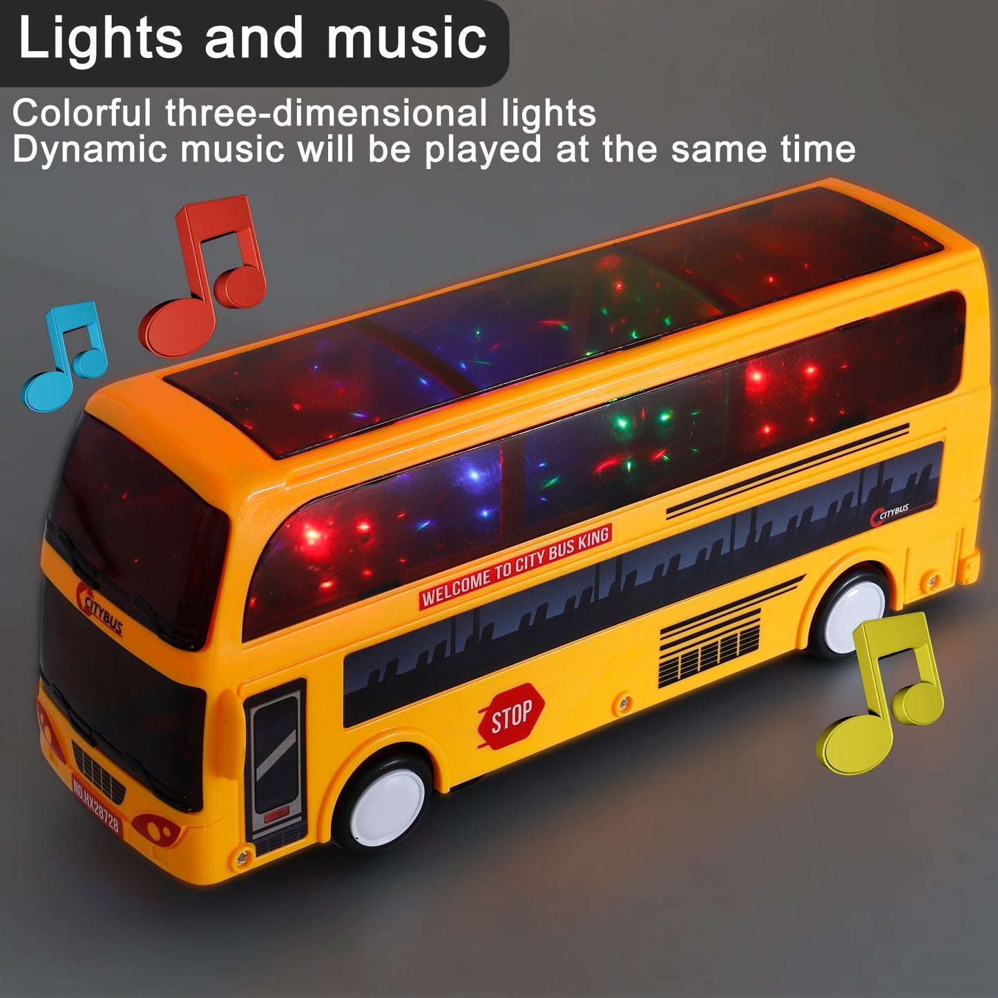 NETNEW Model City Bus Toys for Kids Yellow Toy Vehicle Toddlers with Flashing LED Lights and Music Boys and Girls