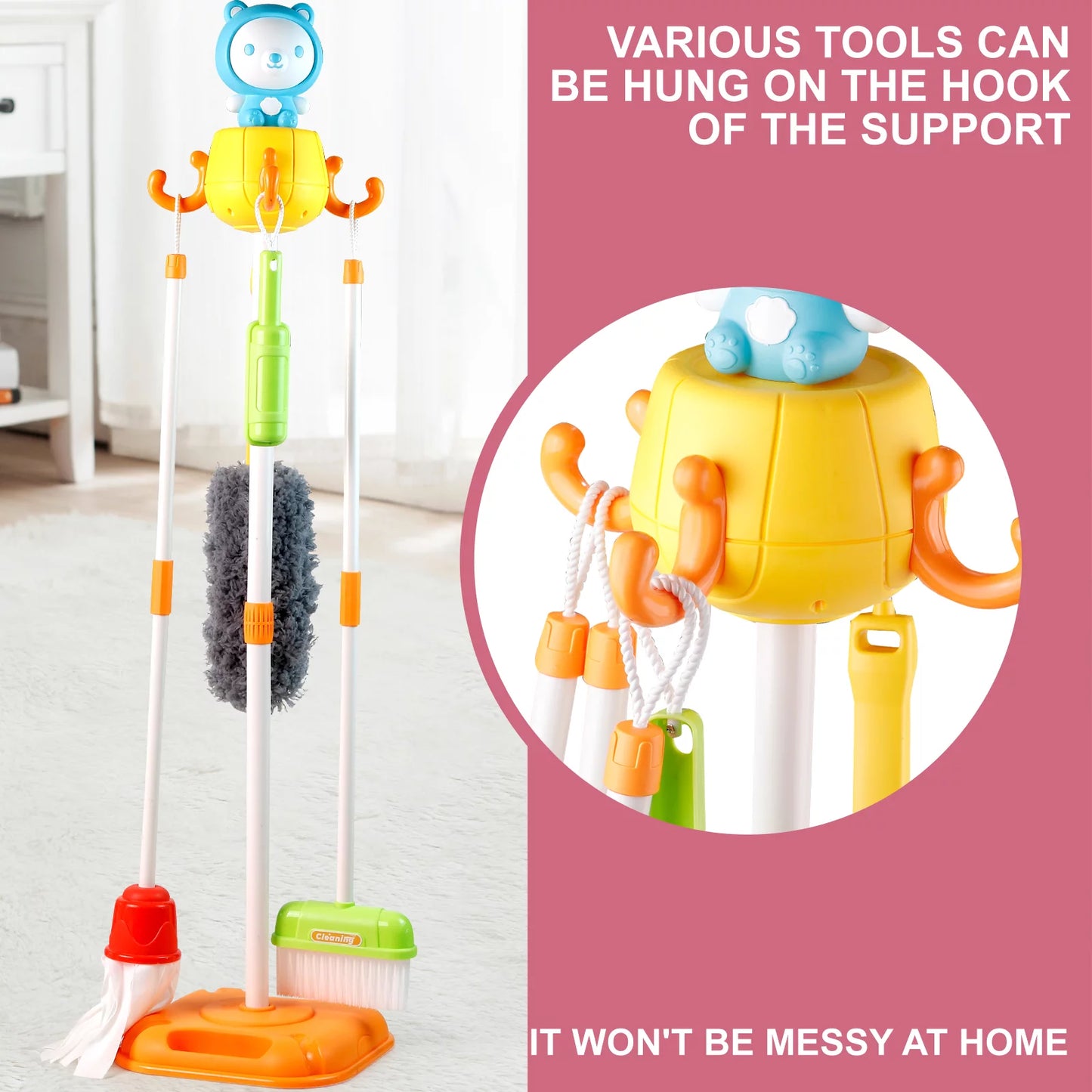 NETNEW Kids Cleaning Set Toys 22 Piece for Toddlers Pretend Play Broom Set Household Cleaning Tools Girl & Boys Toy Kitchen