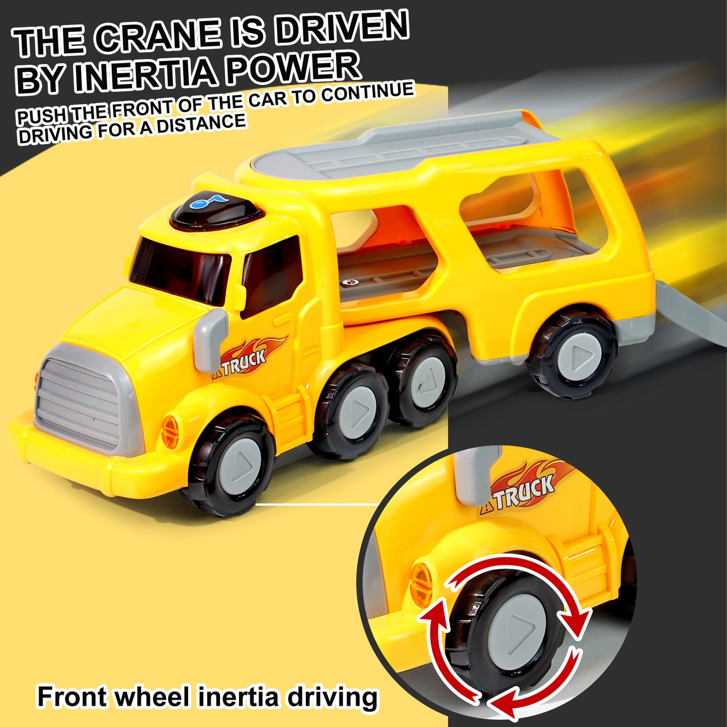 Truck Toys for 3 4 5 6 Year Old Boys, 5-in-1 Friction Power Toy Vehicle in Carrier Truck, Toddler Toys Car Toys plane for Boys for Kids Aged 3+