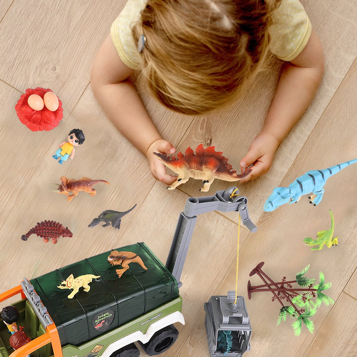 Dinosaur Truck Toys with Music and Growl Preschool Toys Toddler Gifts for 3 4 5 6 7 Years Old Boys and Girls
