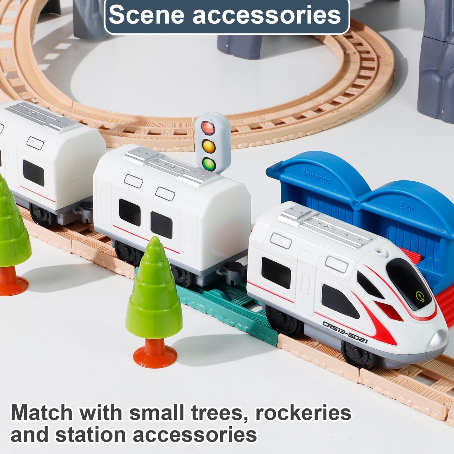 NETNEW Train Set for Kids Car Tracks Train Toys Include Theme Accessories for 3 4 5 6 Years Old Kids