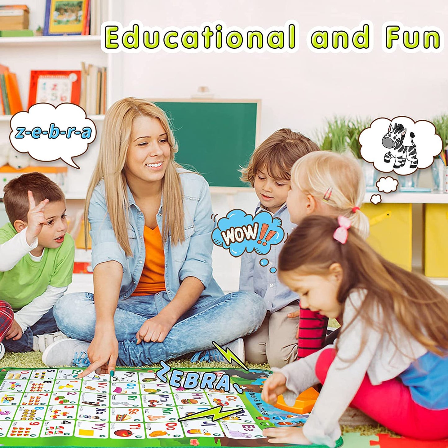 Electronic Interactive Alphabet Wall Chart: Talking ABC & 123s & Eng & Songs & Words & Piano Poster, Best Educational Montessori Toy for Toddler, Preschool Learning Toys for Boys & Girls