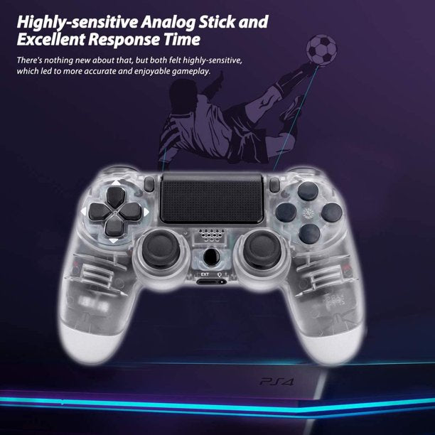 PS4 Wireless Controller with Dual Vibration/Speaker/Gyro/Audio Jack Remote Console Gamepad for PS4/Slim/Pro Playstation 4 (Transparent White)
