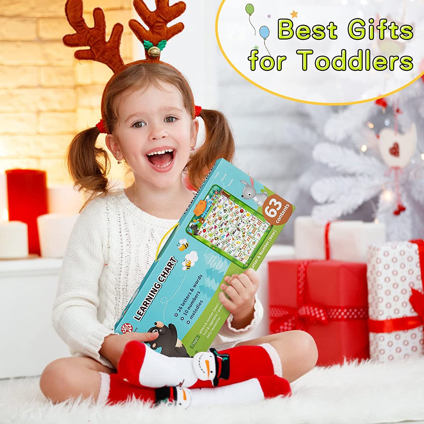 Electronic Interactive Alphabet Wall Chart: Talking ABC & 123s & Eng & Songs & Words & Piano Poster, Best Educational Montessori Toy for Toddler, Preschool Learning Toys for Boys & Girls
