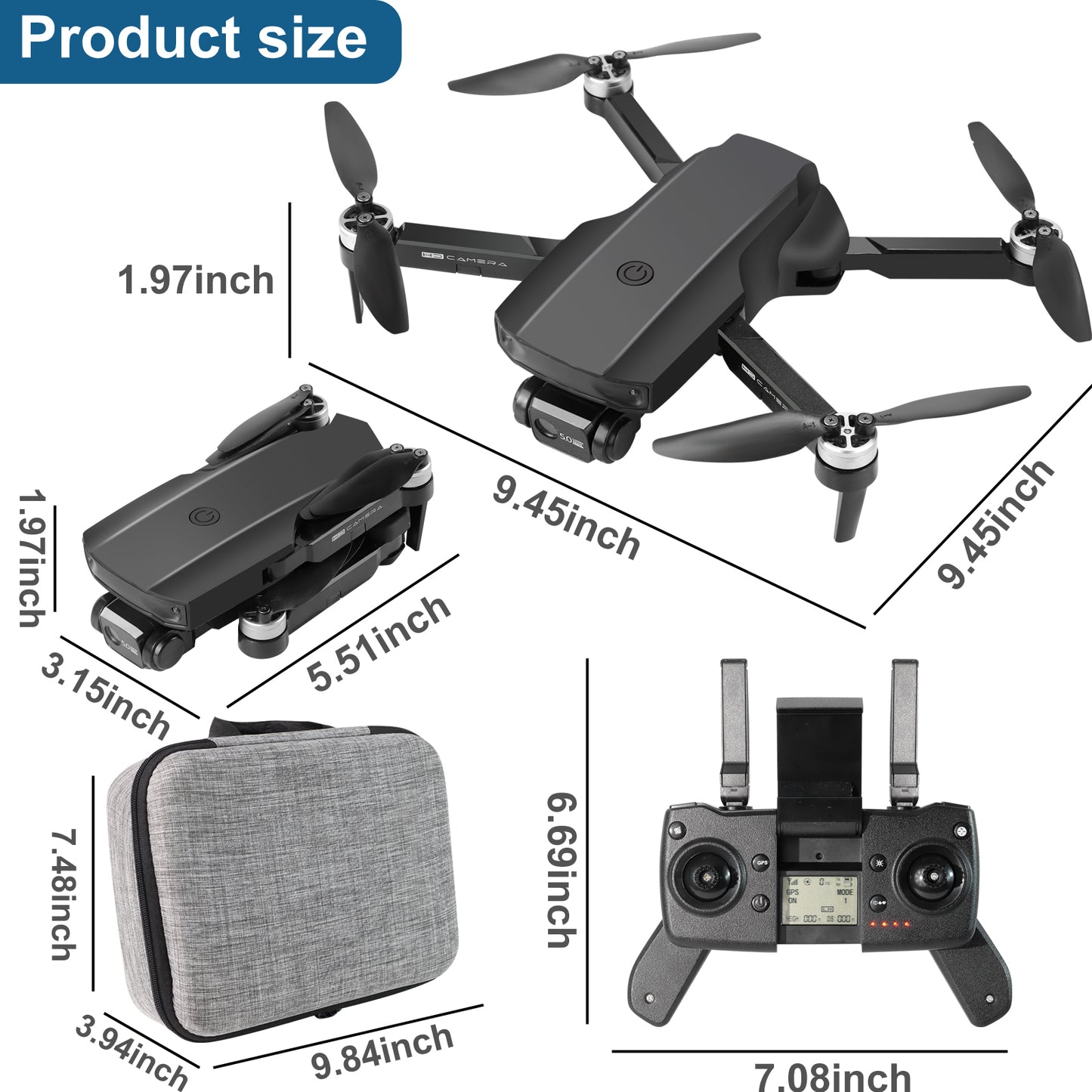 4K 3-axis Gimbal EIS 5G GPS Drones with Dual UHD Camera for Adults Anti-Shake Quadcopter WIFI FPV 60Mins Flight Time 120°FOV 50times Zoom Brushless Motor