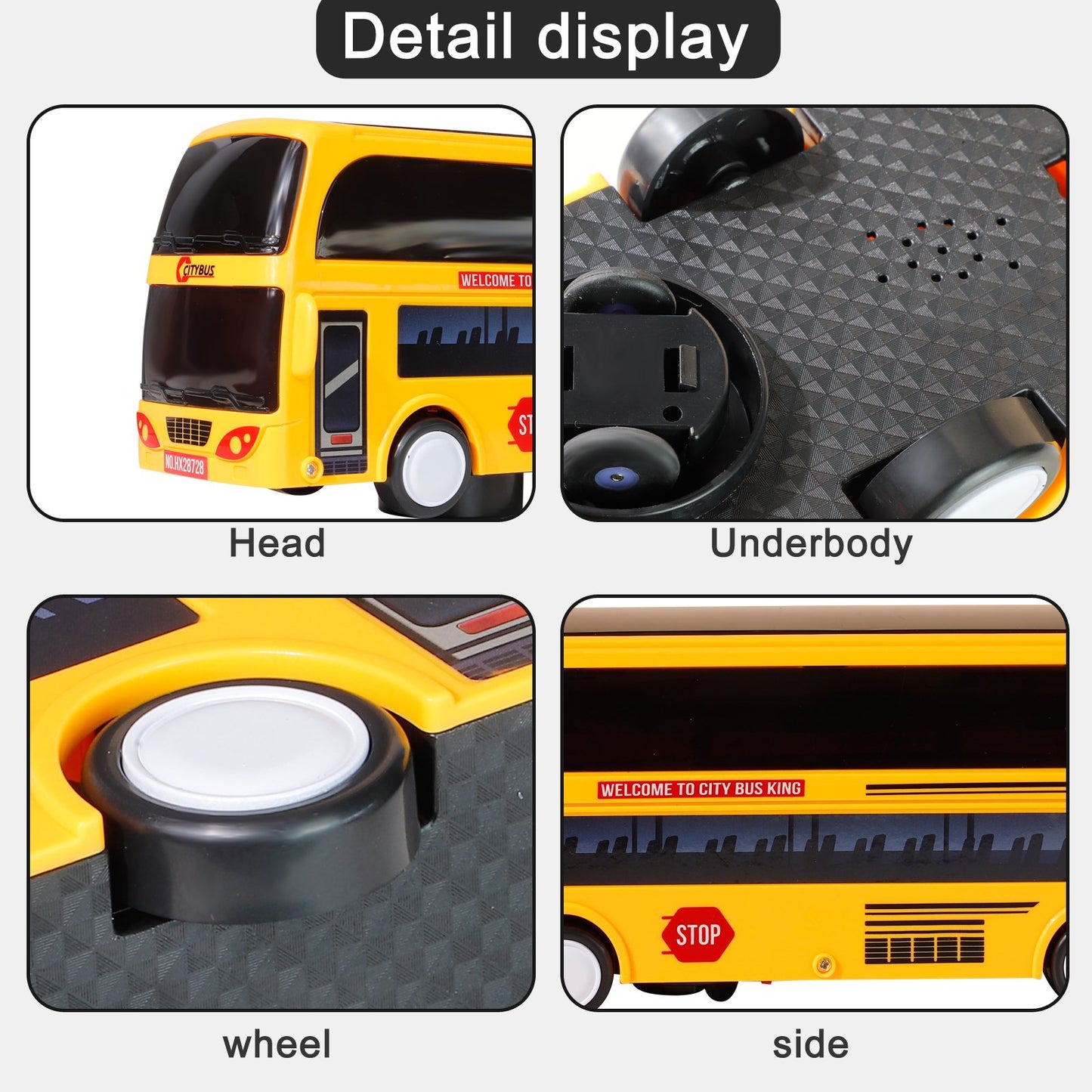 NETNEW Model City Bus Toys for Kids Yellow Toy Vehicle Toddlers with Flashing LED Lights and Music Boys and Girls