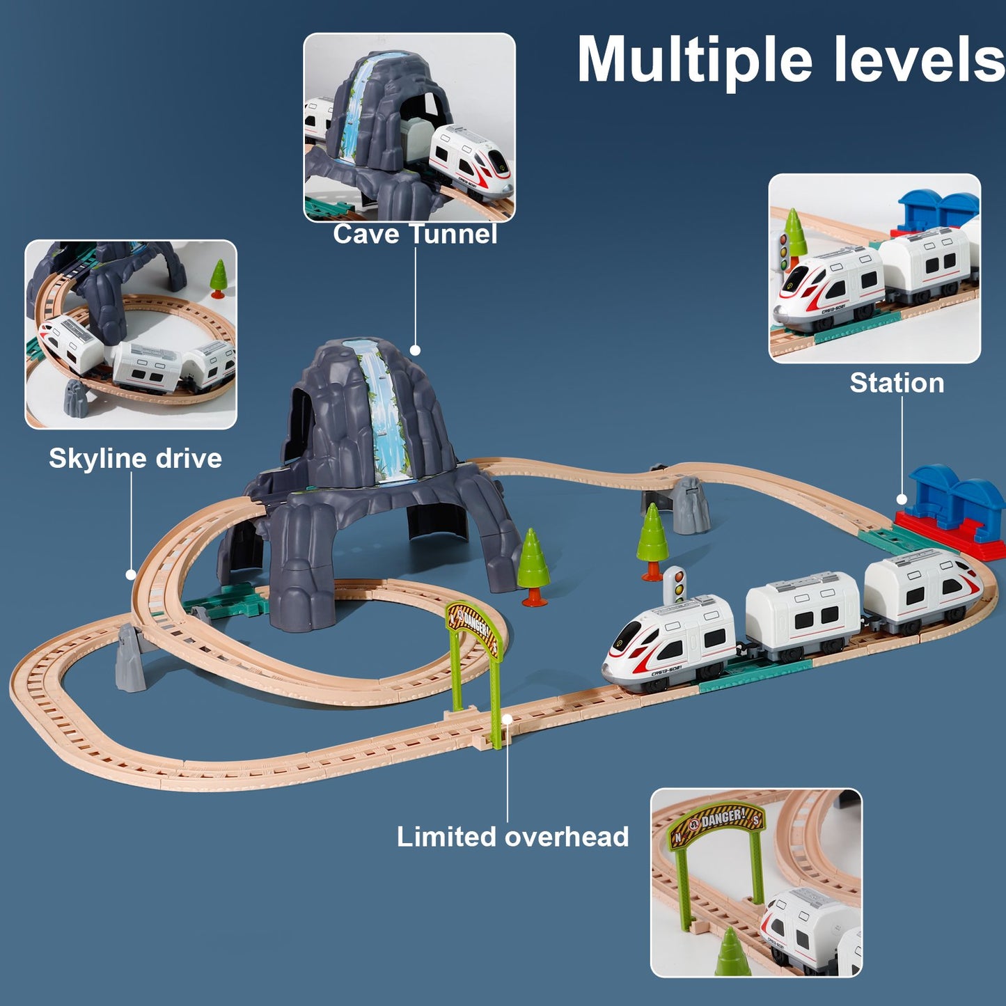 NETNEW Train Set for Kids Car Tracks Train Toys Include Theme Accessories for 3 4 5 6 Years Old Kids