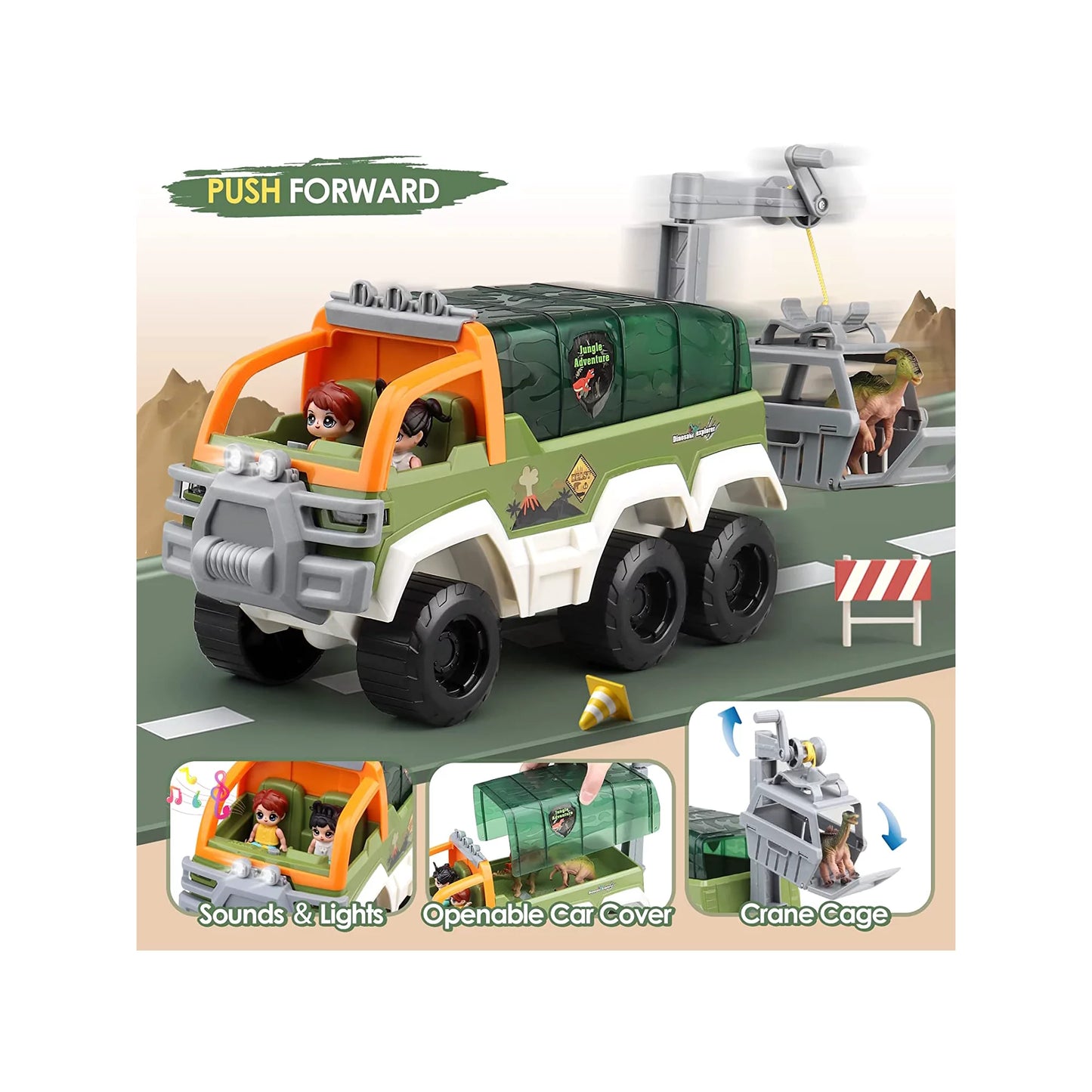 Dinosaur Truck Toys with Music and Growl Preschool Toys Toddler Gifts for 3 4 5 6 7 Years Old Boys and Girls