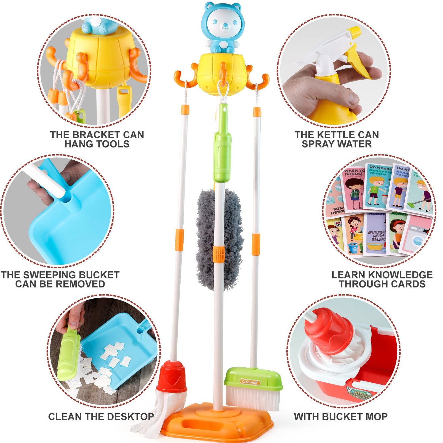 NETNEW Kids Cleaning Set Toys 22 Piece for Toddlers Pretend Play Broom Set Household Cleaning Tools Girl & Boys Toy Kitchen