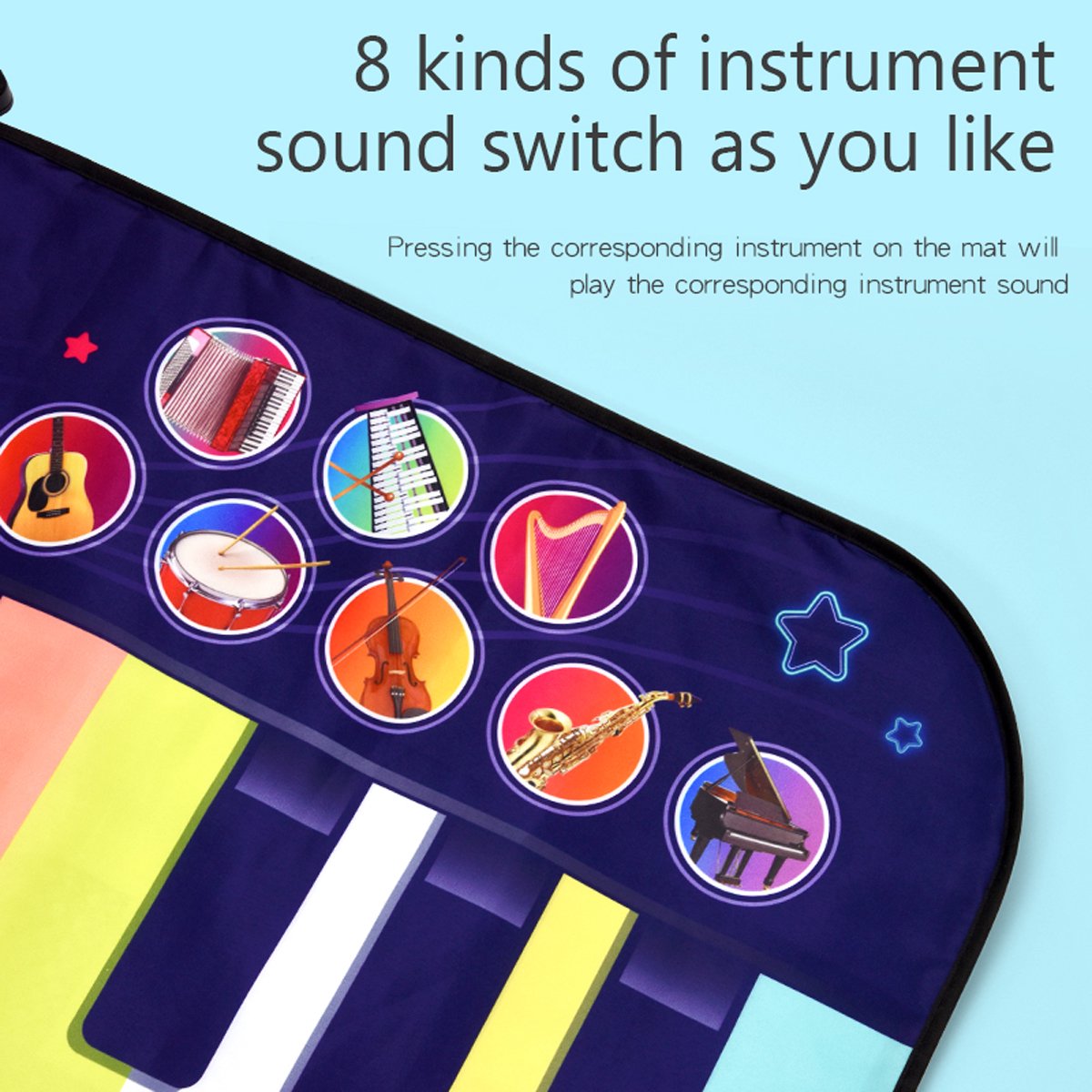 NETNEW Floor Piano Mat Dance Mat Musical Toys Gift for Kids and Toddlers Keyboard Play Mat with 8 Musical Instruments Sounds Toys for Boys Girls Age 3 4 5 6