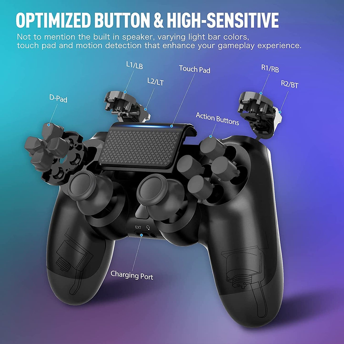 Wireless Game Controller Joystick for PS4/ Slim/Pro Console with Dual Vibration ( Multiple Color)