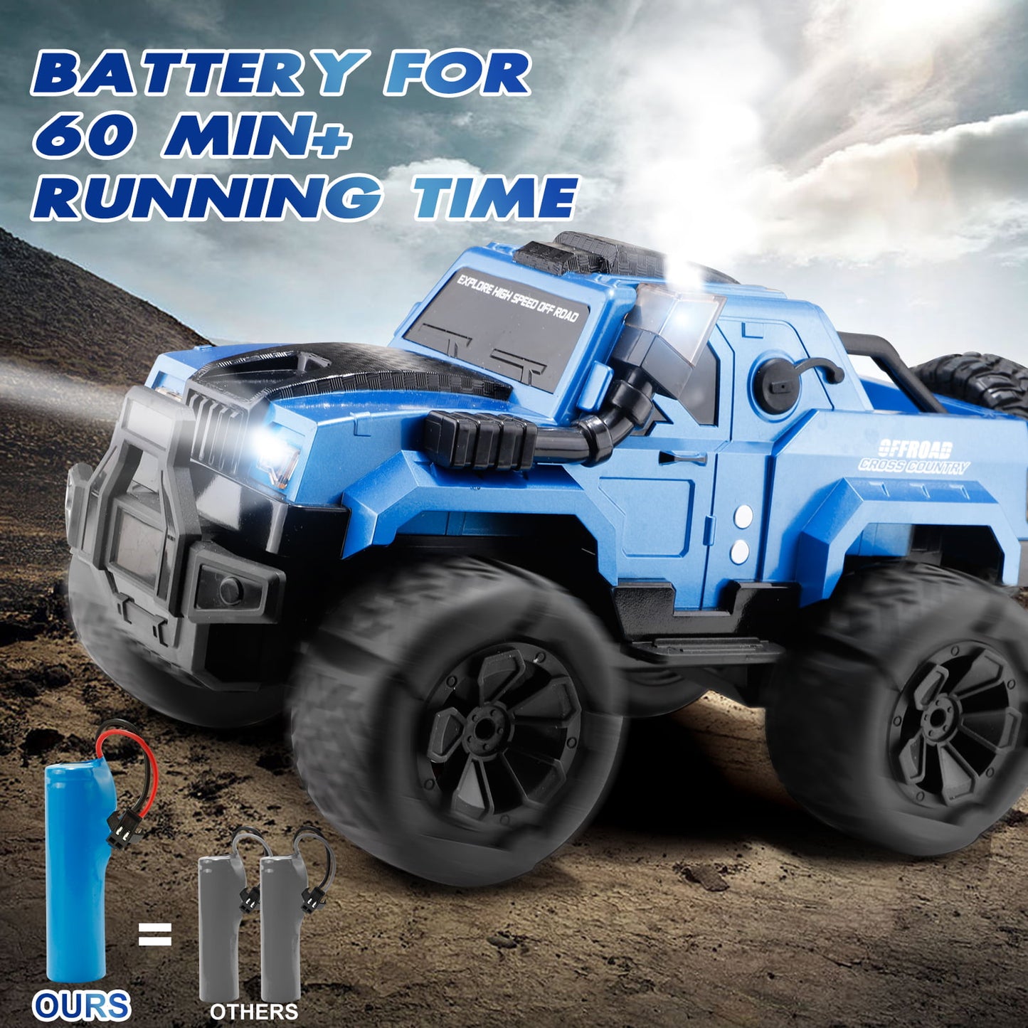 NETNEW Remote Control Truck, RC Car with Spray, Snorkel and LED Lights, 60+ Mins Playtime, Off Road SUV, All Terrain Rock Crawler, Toy Vehicle for Boys Girls and Adults