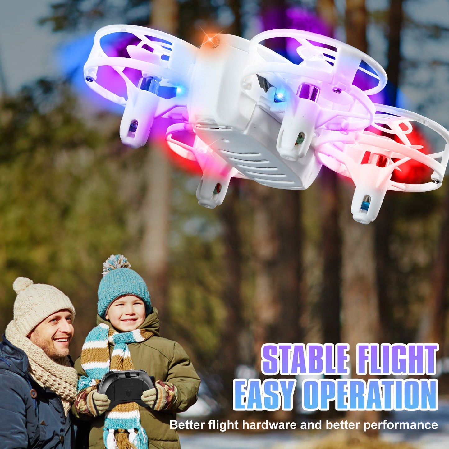 NETNEW Mini Drones for Kids with Multicolor LED Lights Long Flight Time Three Speeds 360 Flip Headless Mode Toys for Boys 3-6-12 Years