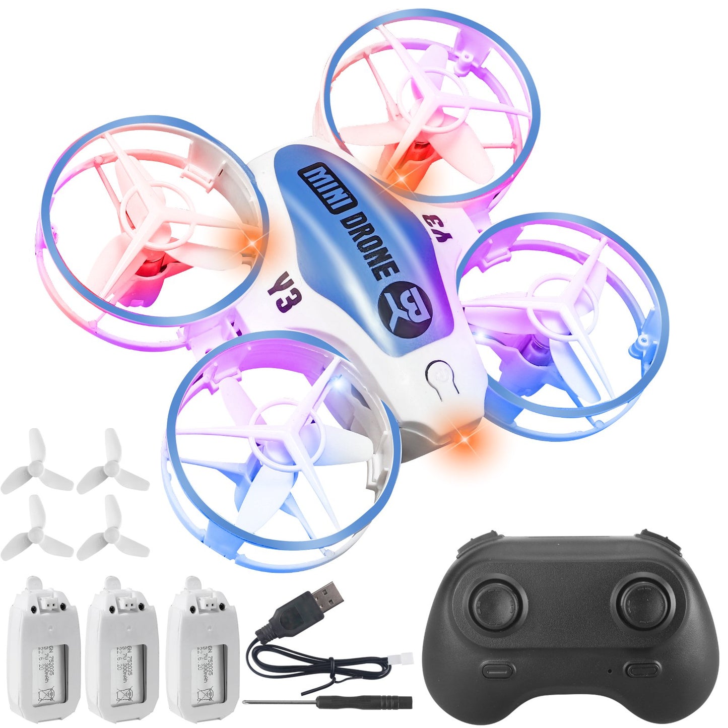 NETNEW Mini Drones for Kids with Multicolor LED Lights Long Flight Time Three Speeds 360 Flip Headless Mode Toys for Boys 3-6-12 Years
