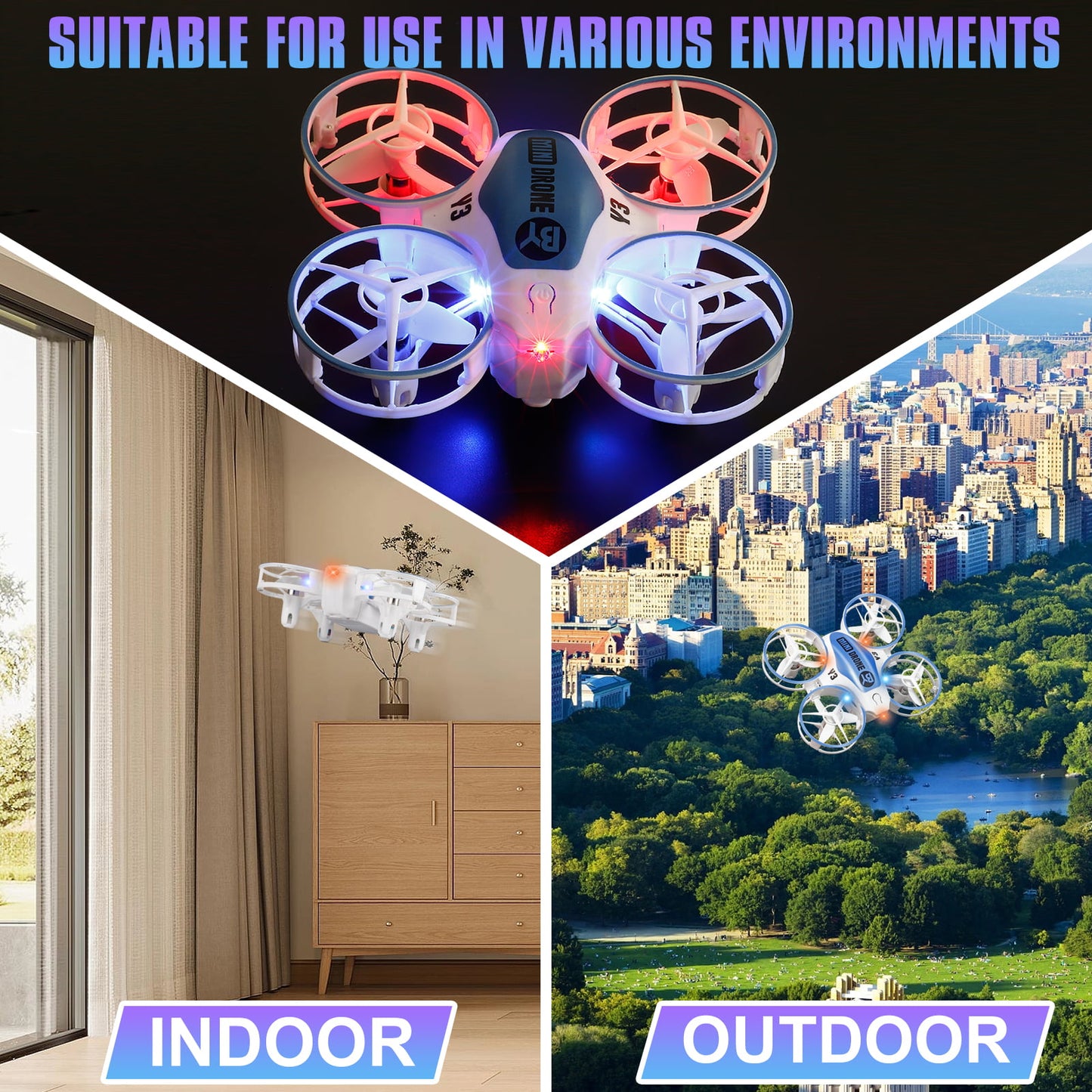 NETNEW Mini Drones for Kids with Multicolor LED Lights Long Flight Time Three Speeds 360 Flip Headless Mode Toys for Boys 3-6-12 Years