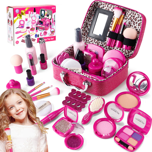 Pretend Makeup Kit for Girls, Kids Pretend Play Makeup Set - with Cosmetic Bag for Birthday Christmas, Toy Makeup Set for Toddler, Little Girls Age 3+(Not Real Makeup)