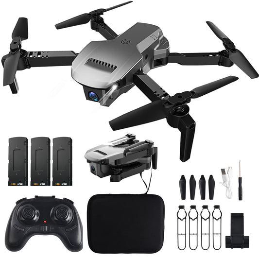 Drone with Dual 4K Camera 120°wide-Angle WiFi Quadcopter ( 3 x Batteries ) Gravity Sensor Voice Control Gesture Control Altitude Hold Auto Hover Trajectory Flight Flip RTF