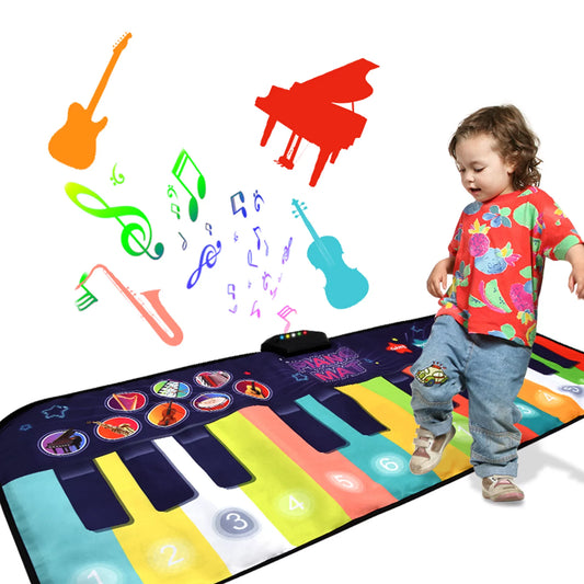 NETNEW Floor Piano Mat Dance Mat Musical Toys Gift for Kids and Toddlers Keyboard Play Mat with 8 Musical Instruments Sounds Toys for Boys Girls Age 3 4 5 6