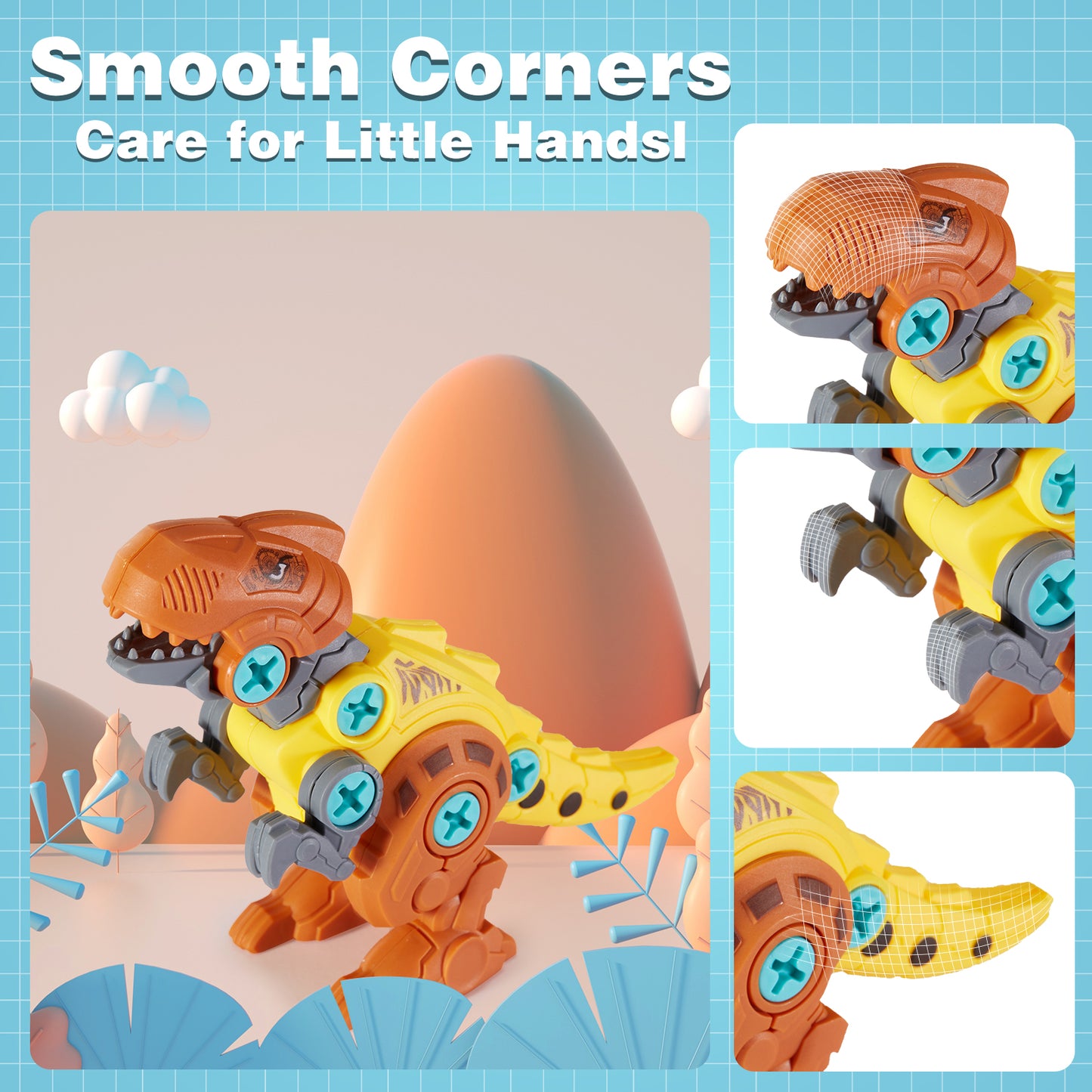 Dinosaur Toys for 3 4 5 6 7 Year Old Boys, Take Apart Dinosaur Toys for Kids 3-5 Construction Building Toys with Electric Drill for Boys Ages 3-8