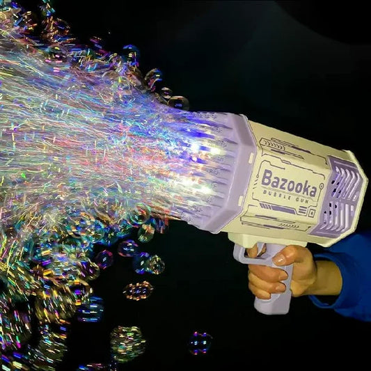 Bubble Machine Gun with 69 Holes and Colorful Lights, Super Big TIK Tok Electric Automatic Bubble Maker Machine for Kids Adults Summer Outdoor Party Activity (Purple)