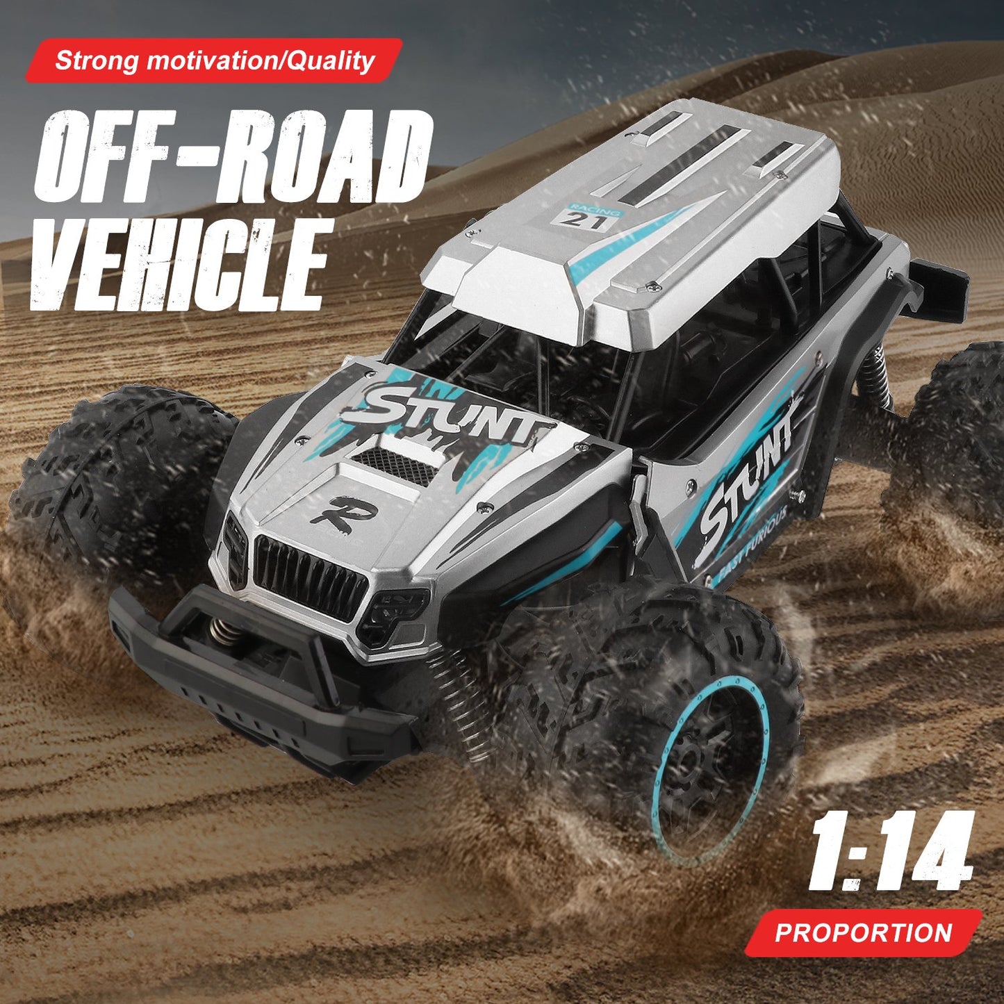 Kids Toys RC Cars Monster Truck 1:14 Remote Control Car 20+MPH 4WD 2.4GHz Off Road All Terrain Car Toys for 6-12 Years Old Boys with 2 Rechargeable Battery