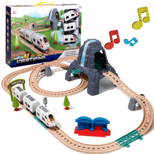 NETNEW Train Set for Kids Car Tracks Train Toys Include Theme Accessories for 3 4 5 6 Years Old Kids