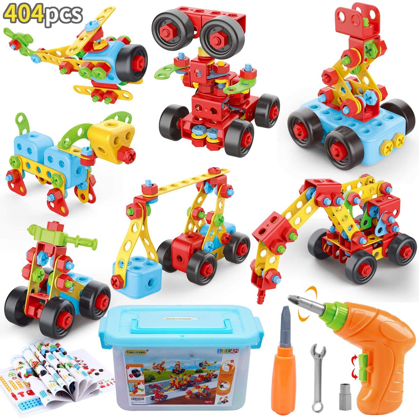 Building Toys, 404 Pieces STEM Toys Kit Creative Construction Engineering Learning Set for 5, 6, 7, 8+ Year Old Boys&Girls Best Toy Gift for Kids |Take-A-Part Building Blocks