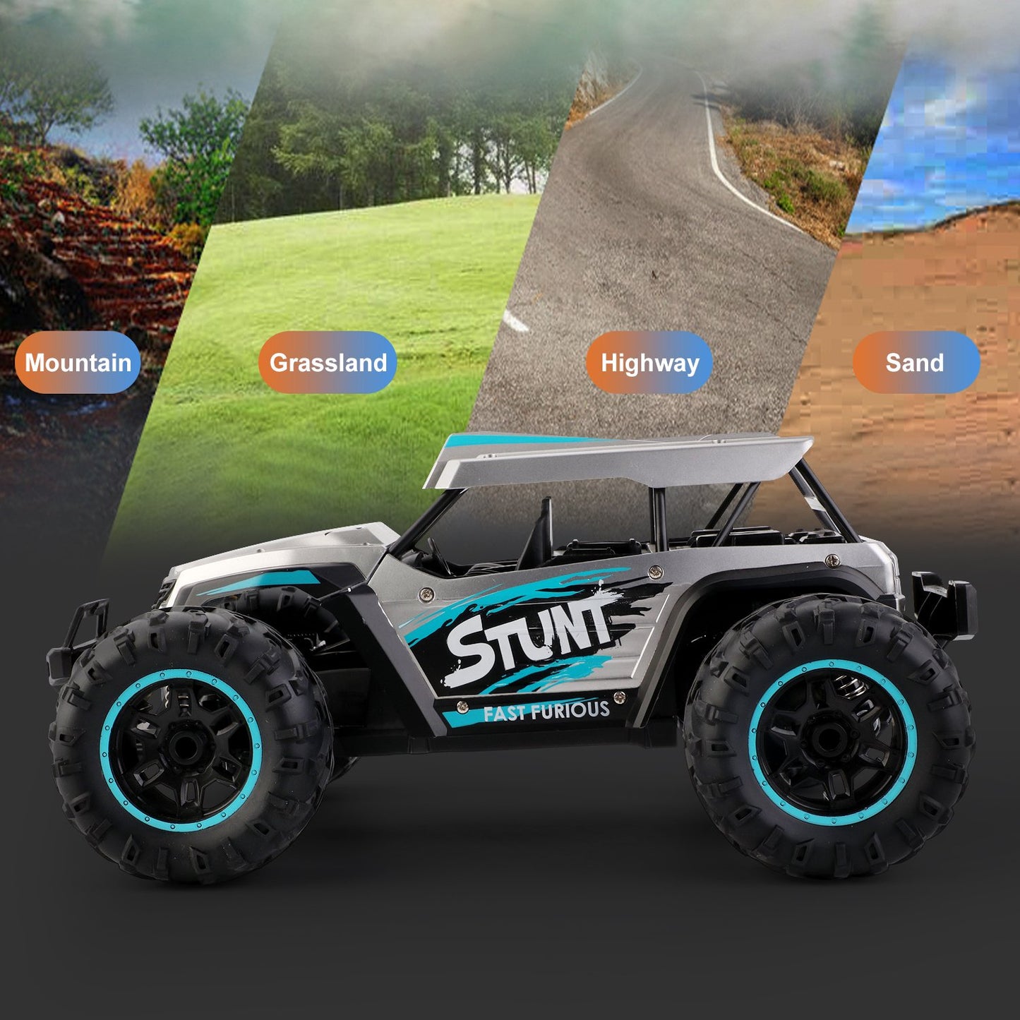 Kids Toys RC Cars Monster Truck 1:14 Remote Control Car 20+MPH 4WD 2.4GHz Off Road All Terrain Car Toys for 6-12 Years Old Boys with 2 Rechargeable Battery